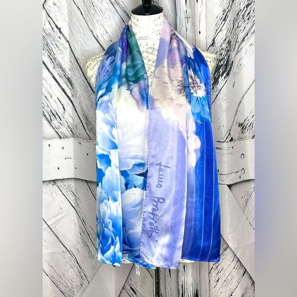 Laura Biagiotti Silk Floral Scarf Rectangle Italy - Picture 1 of 6